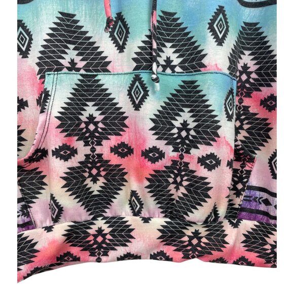 Avery Multicolor Aztec Print Hoodie Sweatshirt Womens Size Medium - Picture 3 of 5